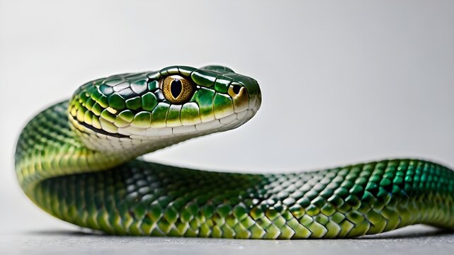 close up of a green snake