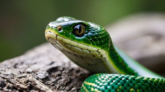 green snake on a branch