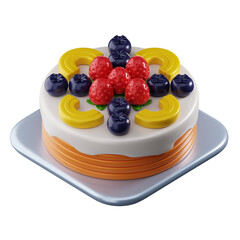 3D Fruit Cake Illustration