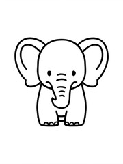 Fototapeta premium Cute elephant line art illustration, coloring page