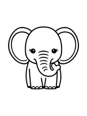 Fototapeta premium Cute elephant line art illustration, coloring page