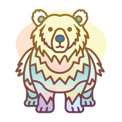 Cartoon Bear with a Colorful Pattern