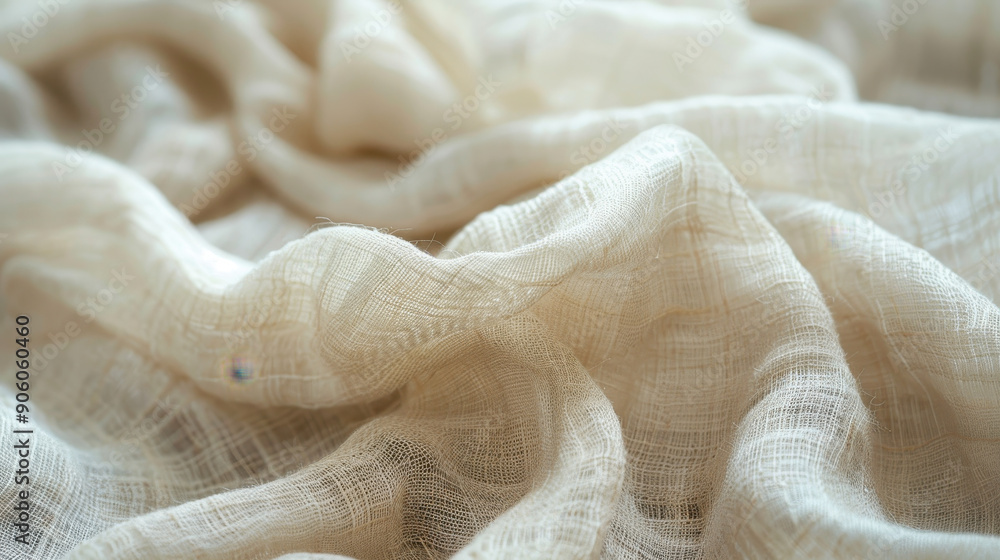 Poster a white fabric with a pattern of small holes. the fabric is folded and has a rough texture