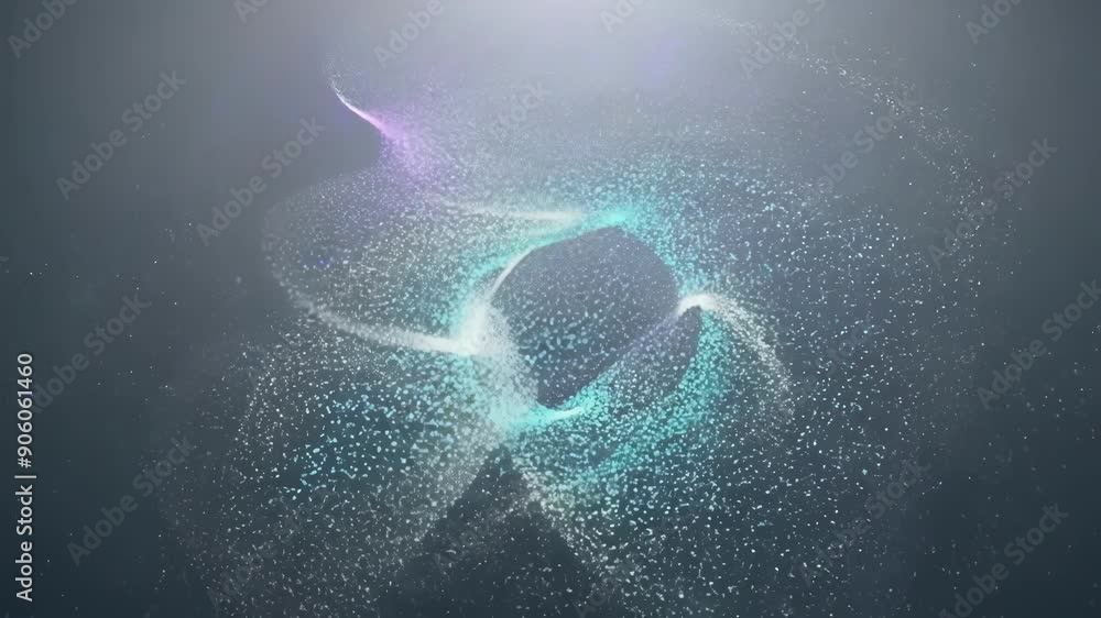 Poster a mesmerizing meditation on the graceful movements of a swarm of particles shifting and transforming