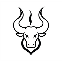 fuego ardiente como silueta con forma de cabeza de toro line art vector