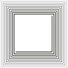 White square frame and stripes lines background with copy space. monochrome style on transparent background and png.