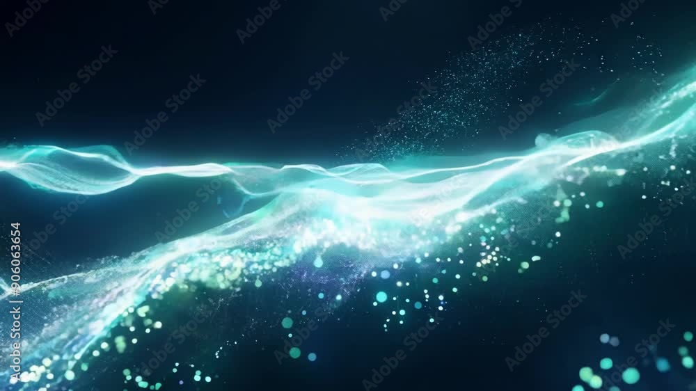 Poster an ethereal landscape of glowing particles shifting and transforming creating a sense of otherworldl