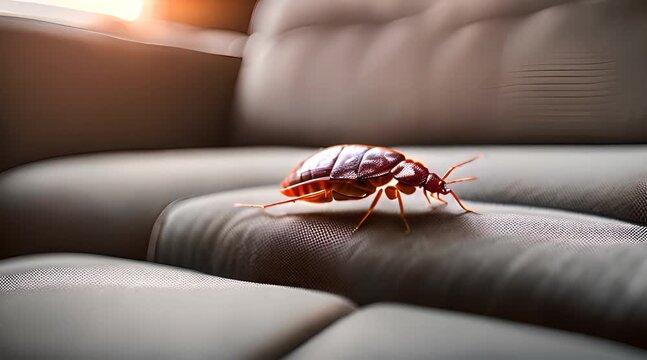 Bed Bug Infestation on Couch. Home Hygiene Solutions