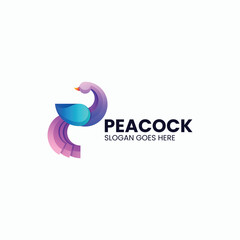Vector Logo Illustration Peacock Gradient Colorful Style