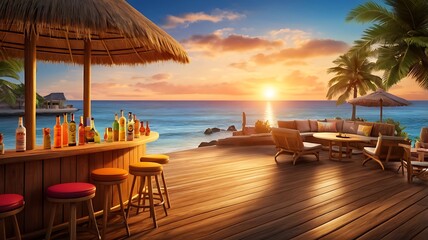 restaurant on the beach Table setting .