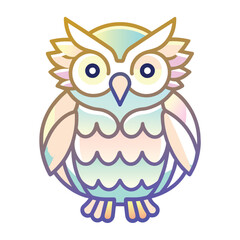 Naklejka premium Cartoon illustration of a colorful owl with large eyes