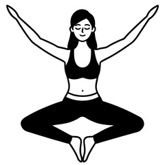 Woman doing yoga and fitness exercise silhouette vector illustration 