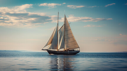 Fototapeta premium A beautiful large yacht sailing on the sea