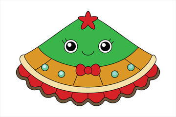 Kawaii Christmas tree skirt art vector