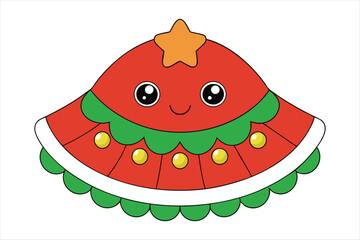 Kawaii Christmas tree skirt art vector