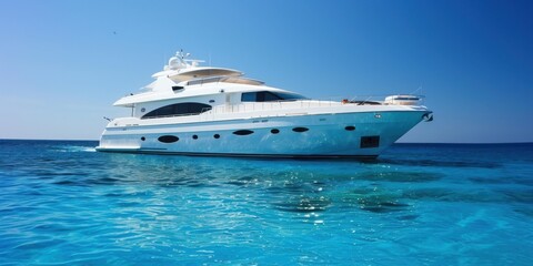 Motor Yacht. Luxury Summer Cruise on the Ocean