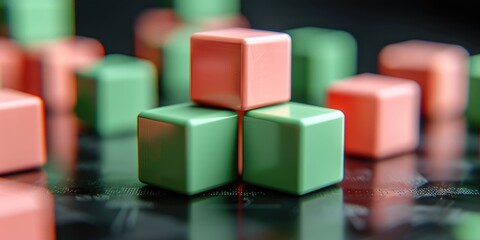 Fototapeta premium Abstract Still Life with Green and Pink Cubes