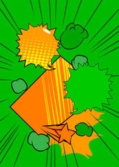 Cartoon background, comic book green and yellow backdrop. Retro vector comics pop art design.