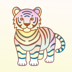 A Cartoon Illustration of a Rainbow Tiger