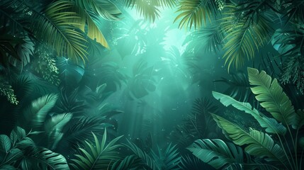 Fototapeta premium Tropical Green Background with Alluring Forest Views 