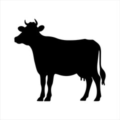 Black cow silhouette vector illustration on white background