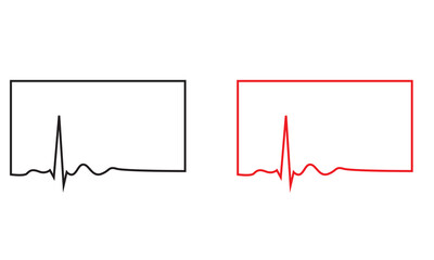 ECG heart beat line frame icon symbol. Health hospital sport logo sign image. Isolated on white background. Vector illustration. EPS 10