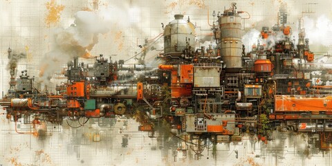 Fototapeta premium Steampunk City