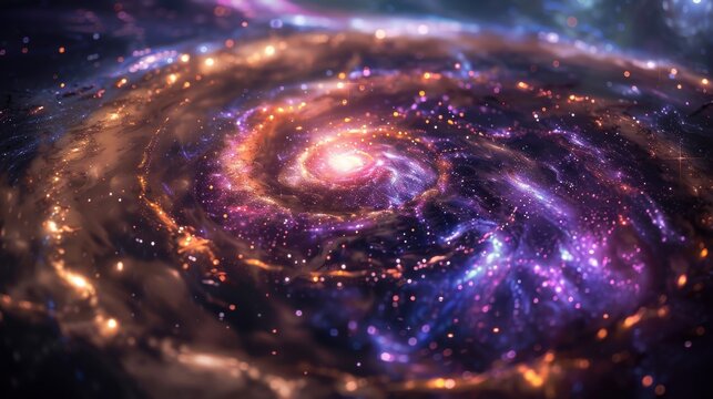 A captivating galaxy background with vibrant colors and intricate details, showcasing a spiral galaxy with luminous stars and cosmic dust, ideal for sci-fi themes or astronomical visuals