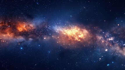 Obraz premium A space background featuring a breathtaking view of the Milky Way galaxy, with countless stars, nebulae, and cosmic dust, evoking a sense of wonder and the vastness of the universe