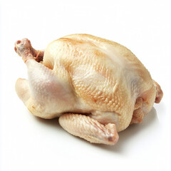 A raw chicken isolated on a white background, full depth of field