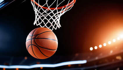 basketball arena with a hoop A basketball court with a hoop in the middle Perfect for sports and recreational concepts
