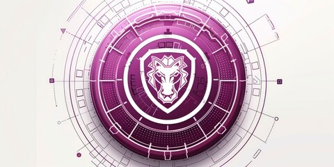 Obraz premium Wolf Logo in a Circle of Technology