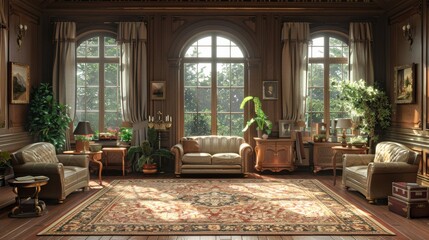 Background: A blend of black and white typography, ornate Victorian design, and antique font creates a striking wallpaper that brings the history and art of a bygone era into your home