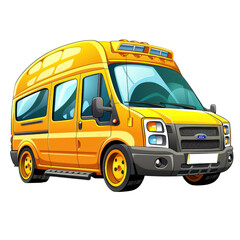 Cheerful cartoon delivery van graphic with transparency, ideal for children's projects and illustrations.