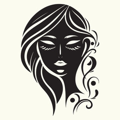 Women Beautiful Face Silhouette vector illustration isolated in an empty background