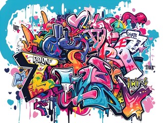 Obraz premium Vibrant Graffiti Inspired Streetwear Design with Colorful Abstract Patterns