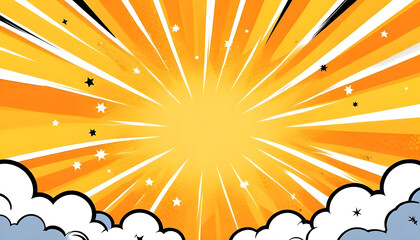 Fototapeta premium Bright yellow and orange comic book style background 4