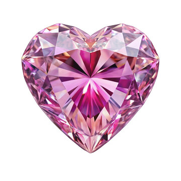 Pink heart shaped diamond isolated on transparent background