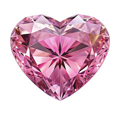 Pink heart shaped diamond isolated on transparent background