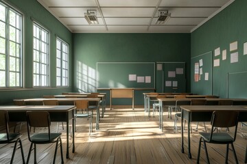 Empty School Classroom Interior created with Generative AI