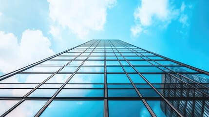 Fototapeta premium High-rise building with a clear sky, representing success in real estate and business.