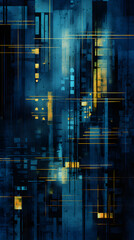 Digital blue artistic city abstract graphic poster background