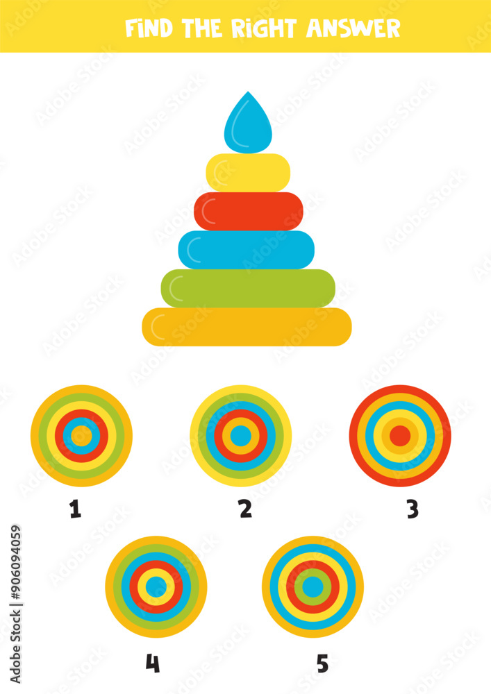 Canvas Prints find the right top view. worksheet with toy pyramid.