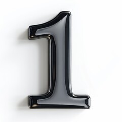 Number 1 Icon. Artistic Three-Dimensional Design with Beautiful Black Shadow on White Background
