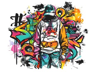 Stylish Streetwear Graffiti Sticker Design for Vibrant Fashion and Urban Culture Expression