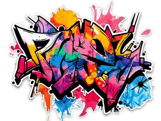 Naklejka premium Stylish Streetwear Graffiti Design with Vibrant Colors on White Background