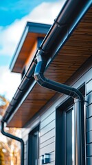 Naklejka premium Modern Home Plumbing with Newly Installed Sink Drain Pipe, a Professional Photo Featuring Copy Space and Focus Selection for Contemporary Residential Concepts.