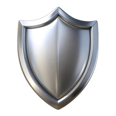 Silver shield shape blank 3d isolated on transparent background