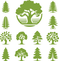 trees vector art illustration. trees logo art illustration. it can be used for logo, brand icon, any social media.