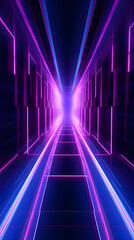 Digital blue purple neon light geometric abstract graphic poster background